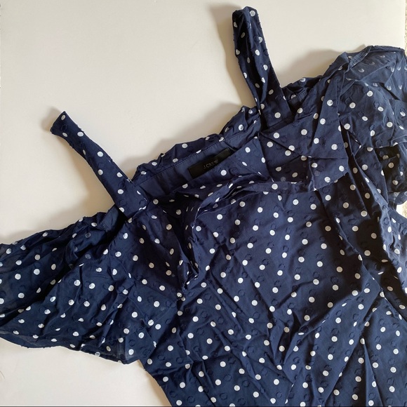 J. Crew Polka Dot Cold Shoulder Top - Picture 3 of 5